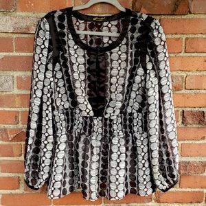 Essentials by ABS Sheer Long Sleeve Blouse